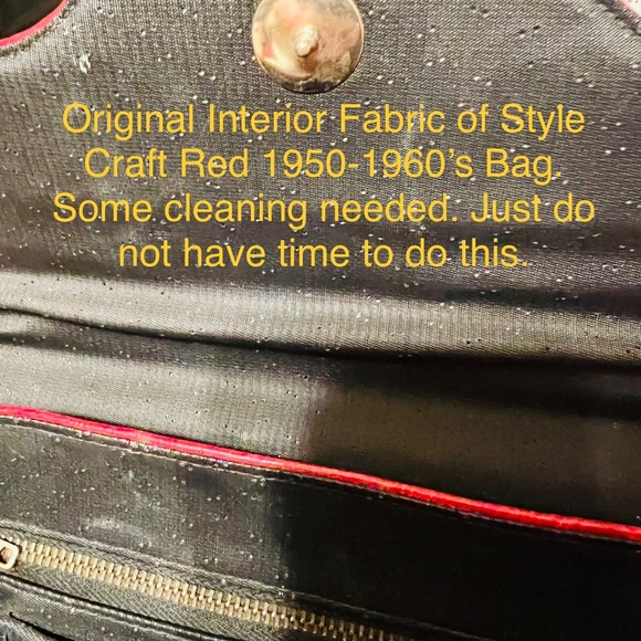 Vintage Style Craft Miami Bright Red Patent Lthr Style Purse w 1 carry handle. - Picture 10 of 13